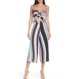 Ali & Jay Womens Fiesta Stripe Chiffon Jumpsuit X-Large Multi - NTW $138